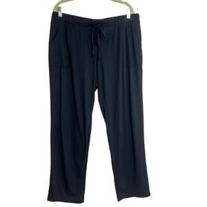 Lucky Brand Womens Knit Pants XL Black Straight Leg Lounge Drawstring Waist